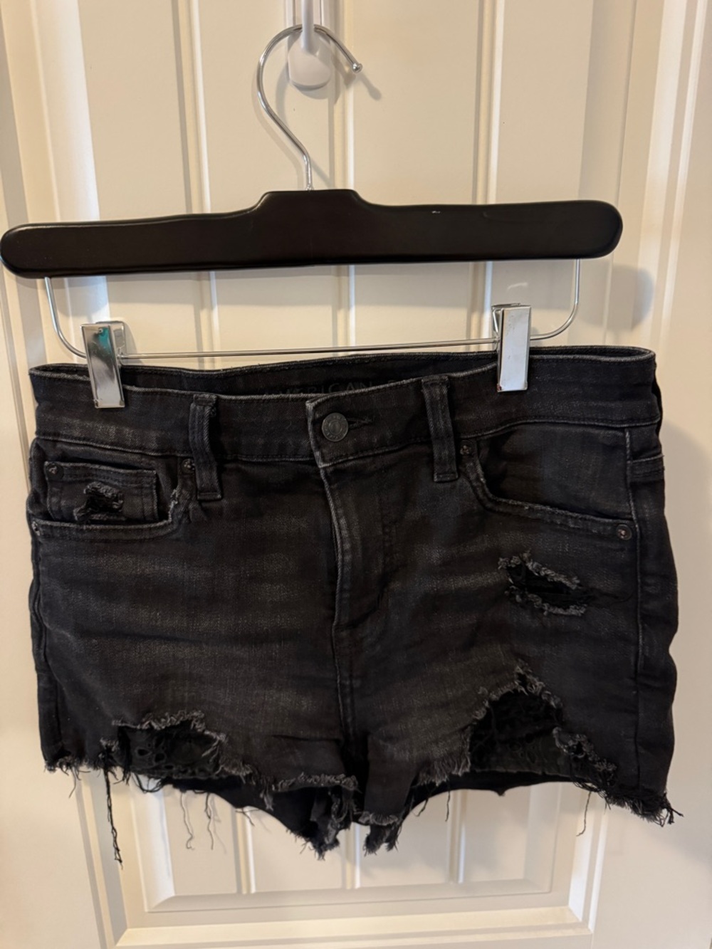 American Eagle Outfitters Black Distressed Denim Cutoff Shorts